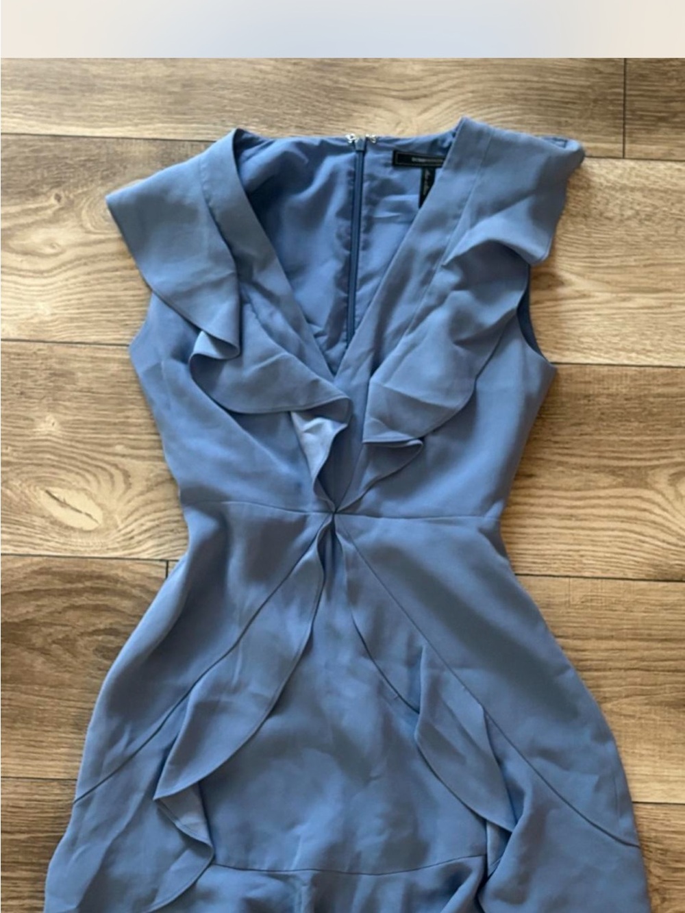 BCBG MAXAZRIA blue ruffle dress